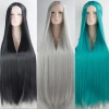 Universal cos wig, high-temperature silk long straight hair middle parting type 100cm style wig head cover, universal wig details Picture
